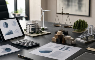 Symbolbild zu Renditen und Risikomanagement mit Immobilien, Sachwerten und Finanzanalyse