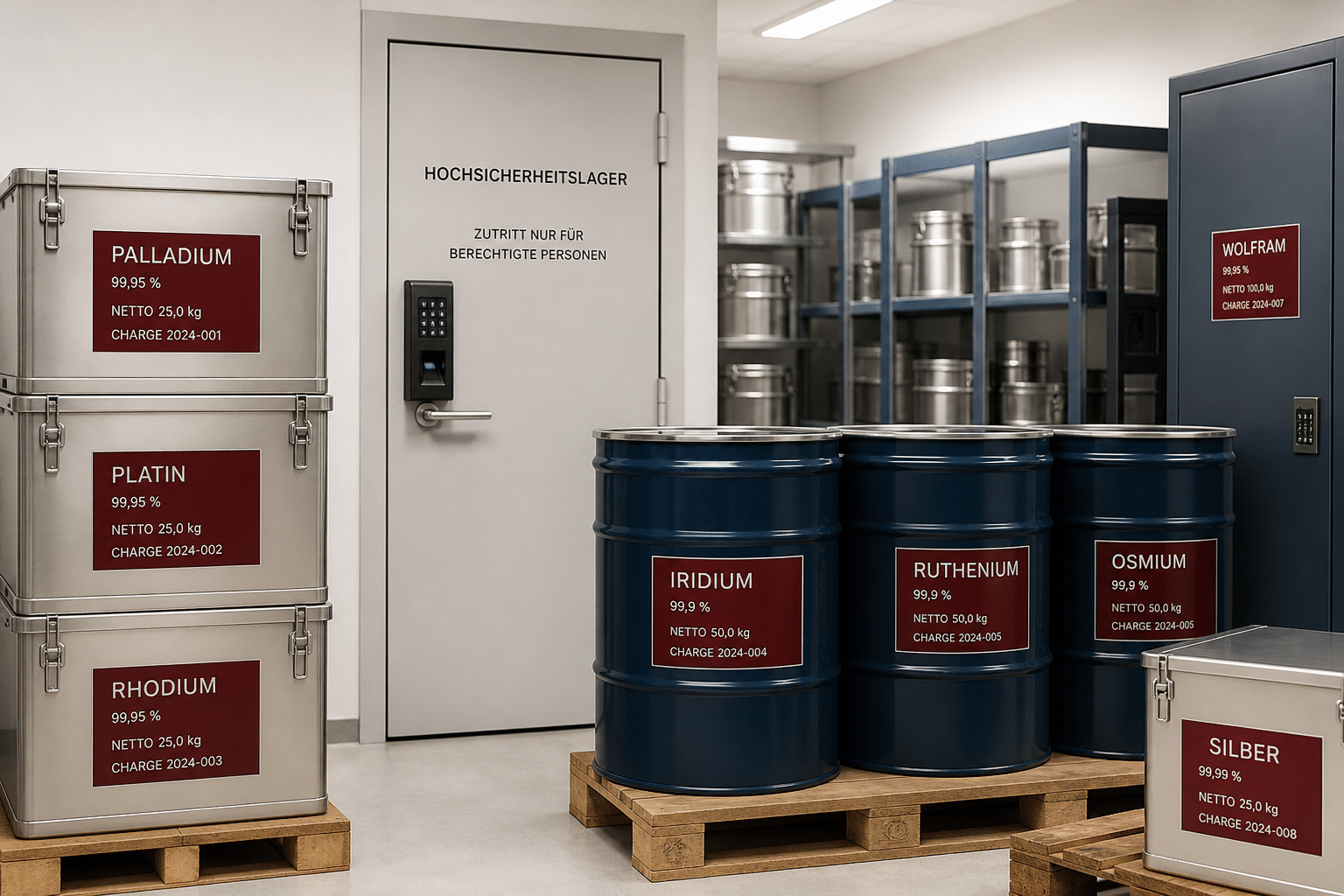 Hochsicherheitslager physische Technologiemetalle seltene Erden Verwahrung Kapitalanlage